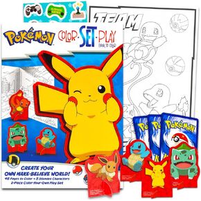 Nintendo Pokemon Coloring and Activity Book للأطفال - حزمة مع صفحات تلوين بوكيمون وقطع الأشكال بالإضافة إلى بطاقات بوكيمون ، المزيد | مجموعة النشاط البوكيمون للأولاد