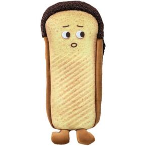 HSYHERE Creative Cute Novelty Funny Face Simulation Real Food Theme Toast Hotdog Bread Character Soft Stuffed Surface Clothes Zipper Pencil Box Pencil Bag Pencil Case Pencil Holder Pouch -Bread