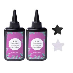 200G Black & White UV Resin-Shake Evenly Before Use-Upgrade Hard Type Color Resin, UV Glue Ultraviolet Curing, Solar Cure Sunlight Activated Resin Clear Adhesive Glue for Jewelry Making-Black & White