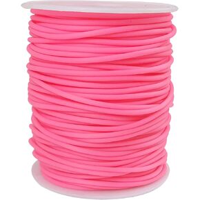 54 Yards Hollow Pipe Rubber Tube Cord 2mm Rubber Tubing Knitting Barber Cord with 1mm Hole Rubber Stitch Keeper Rubber Saver with Spool for Knitting Projects and Jewelry Making (Hotpink)