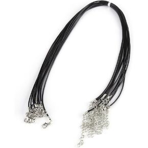 10 Strands 1.5 mm Adjustable Waxed Cotton Cord for Necklace Makings with Alloy Lobster Claw Clasps and Iron End Chains 18.7" Red