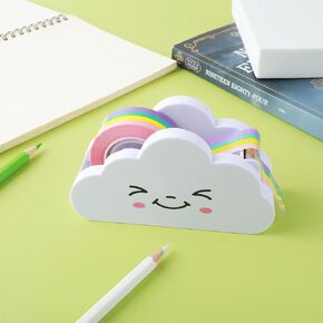White Tape Desk Dispenser Cute Tape Dispenser Cloud Tape Cutter with Rainbow Novelty Tape Dispenser Holder for Home School Office Tape Dispensers