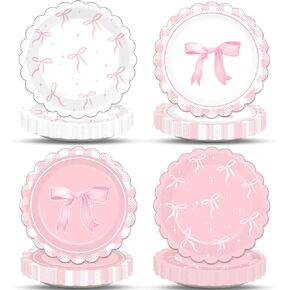 48pcs Pink Bow Party Supplies Pow Bow Birth Birthday Party Party 7 '' Pink Boy Party Decor