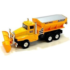 Playmaker Toys Show Plow Truck 6" Die Cast Metal Model Toy Truck w/ Pullback Action Yellow