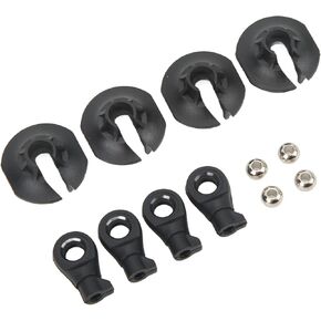 HERCHR Shock Rod End Spring Cup Set, Plastic Heavy Duty RC Shock Rod End Ball Head Accessories for 1/7 1/8 RC Cars (Black)