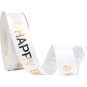 Happy Birthday Ribbon for Gift Wrapping 1 Inch 25 Yards Ribbon for Cakes Happy Birthday Ribbon for Bouquet Curly Bows for Gift Wrapping Birthday Decoration Ribbon Flower Ribbon for Bouquet Birthday