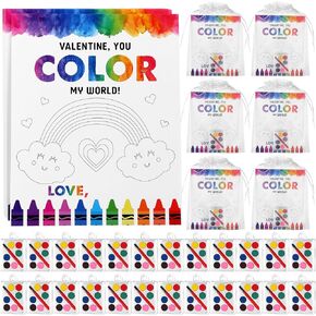 32 Pack Valentines Day Gifts Mini Watercolor Paint Core تشمل بطاقات الطلاء الهدايا 6 ألوان صينية مع Brush Brush Bag for Man Woman Funny Gift Art Party Form