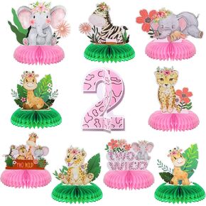 Ireer 10 Pcs Two Wild Birthday Party Decorations Safari Table Centerpiece Jungle 2nd Animals Safari Centerpieces for Tables Animals 3D Table Decor for Boy Girl Birthday Baby Shower Party Supplies