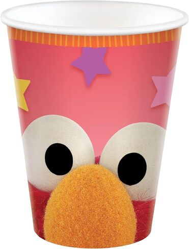 Amscan Sesame Street Birthday Baby Shower Party Backle تشمل 24 أكوابًا ورقيًا وملصقات ديناصور واحدة in Kuwait