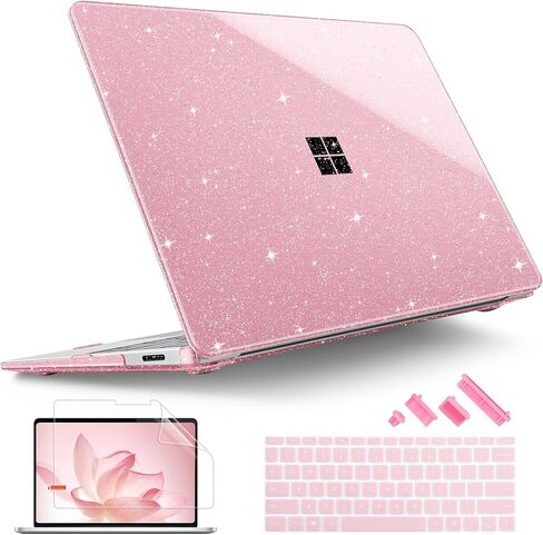 Tuiklol Slim Sparkly Case for Microsoft Surface Laptop 13.8 inch 2024 Release 7th Edition Model: 2036 with Plastic Hard Shell Case + Dust Plug + Screen Protector + Keyboard Cover,Sparkly Pink in Saudi Arabia