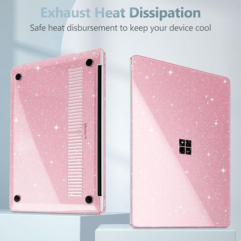 Tuiklol Slim Sparkly Case for Microsoft Surface Laptop 13.8 inch 2024 Release 7th Edition Model: 2036 with Plastic Hard Shell Case + Dust Plug + Screen Protector + Keyboard Cover,Sparkly Pink in Saudi Arabia