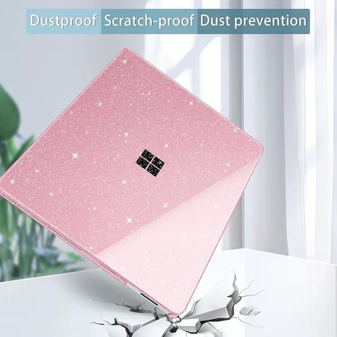 Tuiklol Slim Sparkly Case for Microsoft Surface Laptop 13.8 inch 2024 Release 7th Edition Model: 2036 with Plastic Hard Shell Case + Dust Plug + Screen Protector + Keyboard Cover,Sparkly Pink in Saudi Arabia