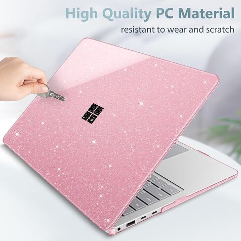 Tuiklol Slim Sparkly Case for Microsoft Surface Laptop 13.8 inch 2024 Release 7th Edition Model: 2036 with Plastic Hard Shell Case + Dust Plug + Screen Protector + Keyboard Cover,Sparkly Pink in Saudi Arabia