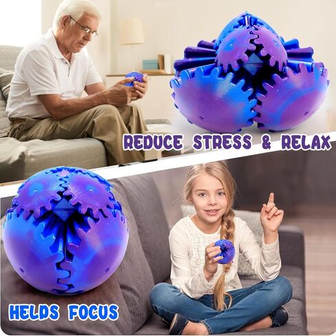 4pcs ترس الكرة ثلاثية الأبعاد كرة الدوران المطبوعة أو لعبة مكعب تململ ، 2.6 بوصة كرة الترس تململ لعبة ، لعبة تململ لعبة الترس من الإجهاد وتخفيف القلق ، لعبة الترس كرة الترجح للبالغين والأطفال in Kuwait