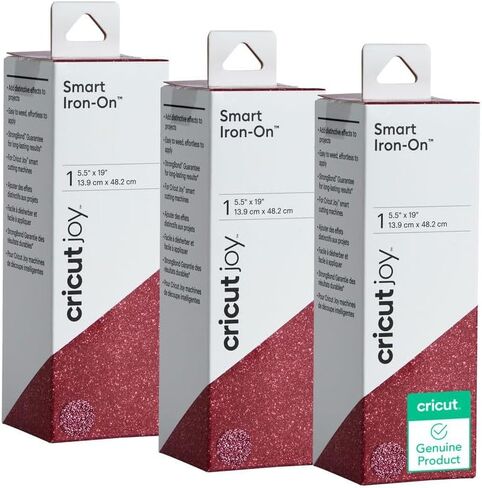 Cricut Smart Iron On Vinyl (5.5 x 19) (Glitter Pink) for Joy Machine, Iron On Vinyl for Cricut, Heat Transfer Vinyl, Easy Weed Vinyl Heat Transfer, Matless Cutting Smart Vinyl Iron On, 3pk in Saudi Arabia