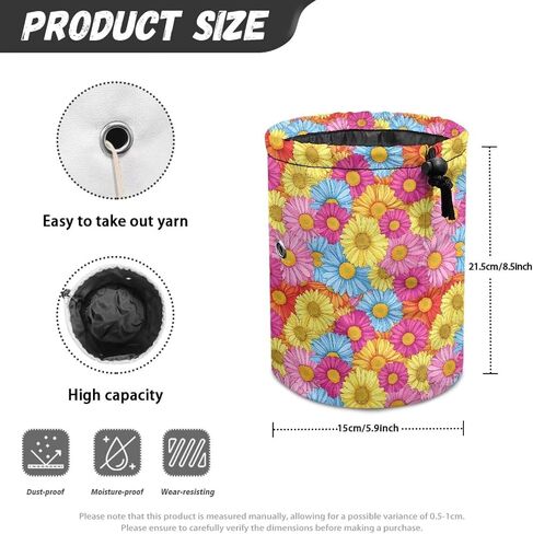 حقيبة خيوط Sellikakes Daisy Skull ، Crochet Tote Knitting Bag Yarn Storage Organizer Case for Crochet Hooks Teedles Knitting Kit للمبتدئين in Kuwait