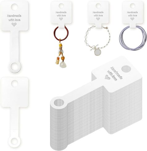 100 Pcs Keychain Packaging, Bracelet Packaging Self Adhesive Bracelet Display Card Small Business, Bracelet Stand for Supplier Jewelry, Bracelet, Earring Display Jewelry Making Supplies(White) in Kuwait