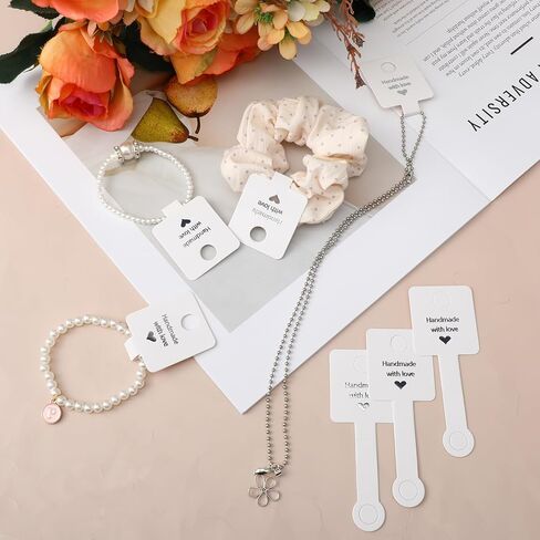 100 Pcs Keychain Packaging, Bracelet Packaging Self Adhesive Bracelet Display Card Small Business, Bracelet Stand for Supplier Jewelry, Bracelet, Earring Display Jewelry Making Supplies(White) in Kuwait