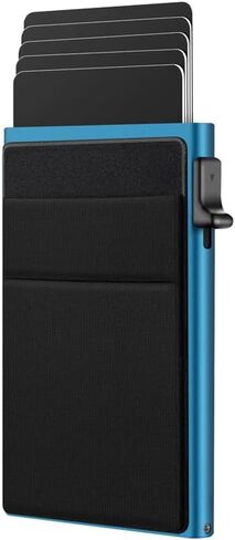 Credit Card Holder - Slim Wallet for Men with Money Pocket, Pop Up Wallets RFID Blocking Minimalist Card Case Holds 5 Cards and Notes in Saudi Arabia