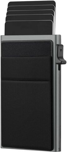 Credit Card Holder - Slim Wallet for Men with Money Pocket, Pop Up Wallets RFID Blocking Minimalist Card Case Holds 5 Cards and Notes in Saudi Arabia