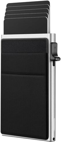 Credit Card Holder - Slim Wallet for Men with Money Pocket, Pop Up Wallets RFID Blocking Minimalist Card Case Holds 5 Cards and Notes in Saudi Arabia