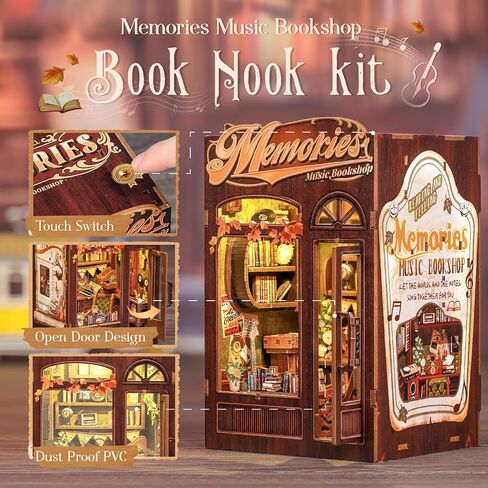 Fsolis Book Nook Kit, DIY Miniature House Room Kit for Adult Activity Mini Puzzle Booknooks Bookshelf Alley Decor Gifts for Women Teenagers Craft Lovers（OWL Bookstore） in Kuwait