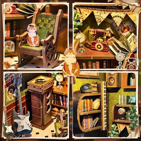 Fsolis Book Nook Kit, DIY Miniature House Room Kit for Adult Activity Mini Puzzle Booknooks Bookshelf Alley Decor Gifts for Women Teenagers Craft Lovers（OWL Bookstore） in Kuwait
