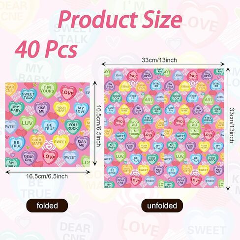40 PCS Love Heart Party Napkins Valentine Printe Party Party Napkins Valentine Luncheon Factiped Paper Paper Fackins Valentine Paper Fackins Valentine Party Party Supplies in Kuwait