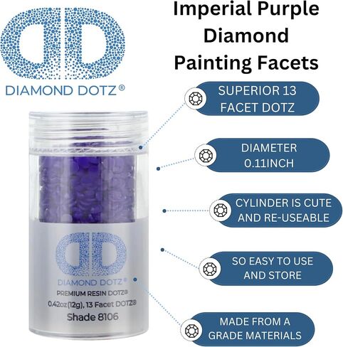 Diamond Dotz 2.8mm 12g اسطوانة Imperial Purple - حبات اللوحة الماسية الحرة ، حبات فن الماس ، تدريبات بديلة ، جواهر فضفاضة للحرف اليدوية والمشاريع الفنية in Saudi Arabia