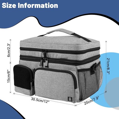 حقيبة طبية مزدوجة الطبقات لتنظيم زجاجات حبوب الدواء مع سحاب قابل للقفل، منظم أدوية السفر مع أشرطة كتف ناعمة لزجاجات حبوب الدواء، واللوازم الطبية (الحقيبة فقط) in Kuwait