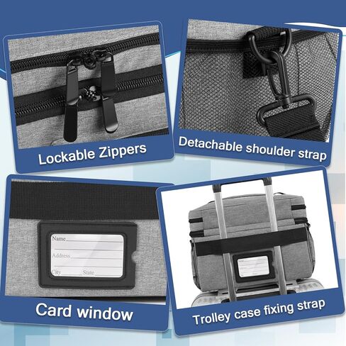 حقيبة طبية مزدوجة الطبقات لتنظيم زجاجات حبوب الدواء مع سحاب قابل للقفل، منظم أدوية السفر مع أشرطة كتف ناعمة لزجاجات حبوب الدواء، واللوازم الطبية (الحقيبة فقط) in Kuwait