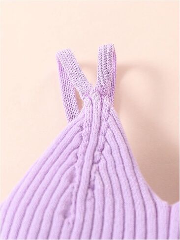 SweatyRocks Girl's V Neck Double Straps Ribbed Knit Cropped Tank Sleeveless Slim Fitted Crop Camisole Tops in Saudi Arabia
