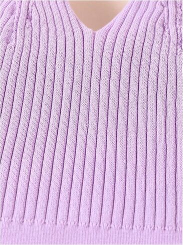 SweatyRocks Girl's V Neck Double Straps Ribbed Knit Cropped Tank Sleeveless Slim Fitted Crop Camisole Tops in Saudi Arabia