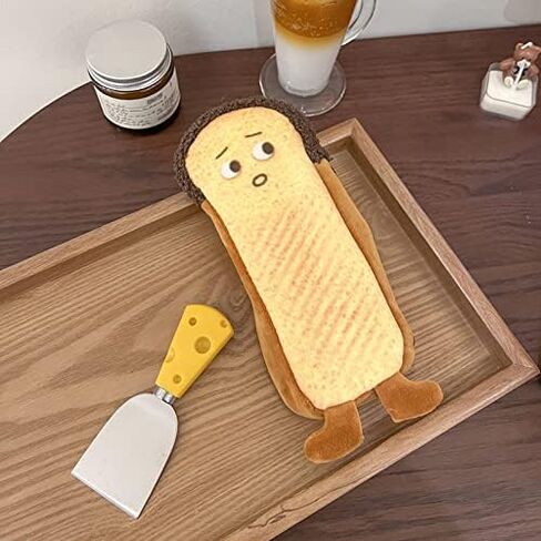 HSYHERE Creative Cute Novelty Funny Face Simulation Real Food Theme Toast Hotdog Bread Character Soft Stuffed Surface Clothes Zipper Pencil Box Pencil Bag Pencil Case Pencil Holder Pouch -Bread in Saudi Arabia