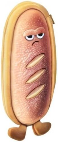 HSYHERE Creative Cute Novelty Funny Face Simulation Real Food Theme Toast Hotdog Bread Character Soft Stuffed Surface Clothes Zipper Pencil Box Pencil Bag Pencil Case Pencil Holder Pouch -Bread in Saudi Arabia