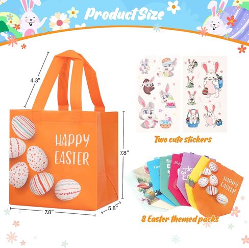 Easter Hunt Bag Happy Easter Non-Woven Bag Reusable Tote Bag for Treat Party Bunny Carrot Chick in Saudi Arabia