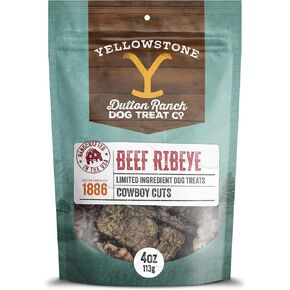 Yellowstone Limited Ingredient Dog Treats Beef Ribeye - Healthy Dog Treats Made in USA - Air Dried Beef Collagen Dog Jerky Treats - Crunchy & Chewy Dog Treats - Beef Dog Treats Jerky - 4 oz
