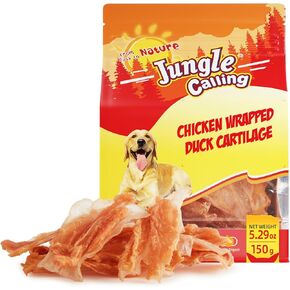 Jungle Calling Dog Treats, Chicken Jerky Dog Treats, Rawhide Free Chicken Wrapped Bones Training Chews, Made with Real Chicken and Duck Cartilage Chewy Snacks
