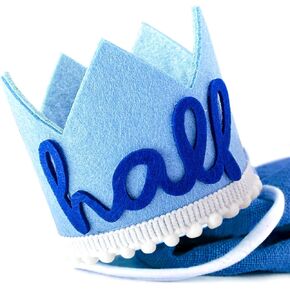 JeVenis Blue Boy Boho Hat Sun 1/2 Birthday Crown Party Decoration Supplies