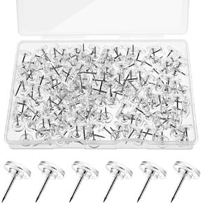 200Pcs Push Pins, Flat Head Thumb Tacks, Flat Clear Thumb Tacks for Wooden Photo Wall, Cork Board, Wall, Bulletin Board, Home Office