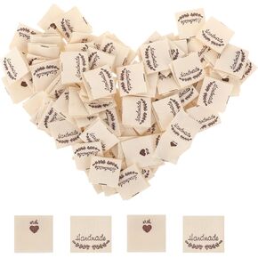 100 Pcs Sewing Labels for Handmade Tags Fabric Labels Tags Clothes Labels, Sewing Labels for Handmade Items, Embroidered Fabric Labels for DIY Crafts Knitting Crocheting Sewing