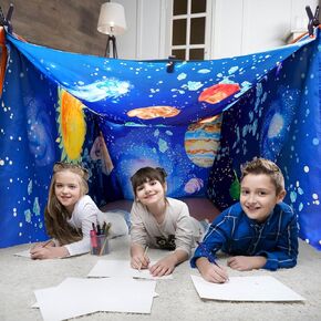 طقم بناء بطانية Fort للأطفال 4-8 8-12+ الإعداد المحمول والسهل بناء بطانيات Fort Indoor Kids Fort Kit 10ft × 10ft