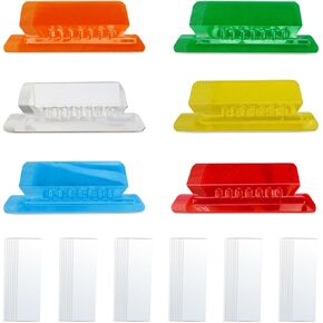 File Folder Tabs, 180 Pack File Folder Plastic Tabs with Inserts Labels, Multicolor Hanging File Folder Tabs, Plastic Tabs for Hanging File Folders Office Supplies School and Home Use