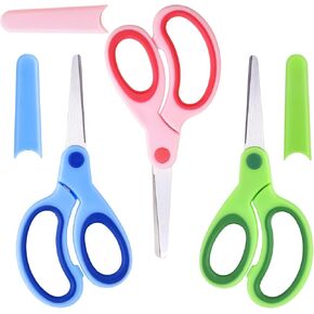 Kids Scissors for School, 5" Small Safety Scissors Pointed Tip,3 Pack Student Scissors Kids Scissors Age 8-10 5-8 School Safety Scissors for Children Left Hand Art Craft Supplies