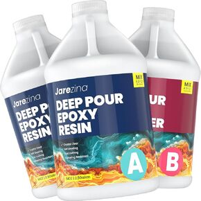 Deep Pour Epoxy Resin 1.5 Gallon Kit(2:1),2-4 Inch Super Clear High Temp Resistant Casting Epoxy Resin with Low Viscosity,Bubble Free,Low Odor Resin for River Table,Mold,Flower and Wood