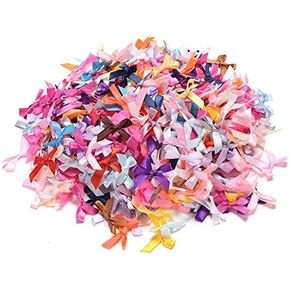 Tebatu 100 Pieces Mini Satin Ribbon Flowers Bows Gift Craft Wedding Decoration