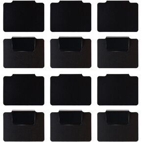 12 Pieces Basket Labels Clip Set for Storage Bin Plastic Basket Bins Label for Pantry Organization Box PVC Removable Chalkboard Baskets Label Kitchen Clips Black Label Holders Basket Tags (Black)