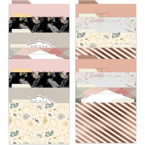 Merry Expressions Decorative File Folders, Cute Folders, File Folders Decorative, Gold 9.5" x 11.5" Letter Size with Pockets (14 Folders)