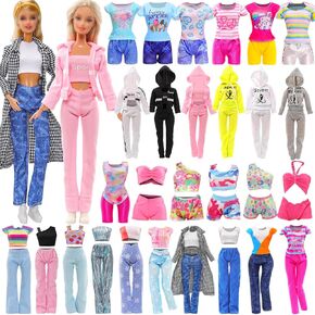8 Sets 11.5 Inch Girl Doll Clothes Including Multiple Styles Sports Wear Casual Suit Shorts Outfits Fashion Top and Pants and Swimsuit for Girl Doll