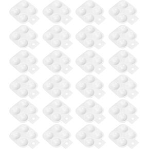 PATIKIL 4 Well Paint Tray Palette, 24 Pack Washable Paint Palette Plastic Paint Tray Square for Watercolor Painting Art Class Craft DIY Project, White
